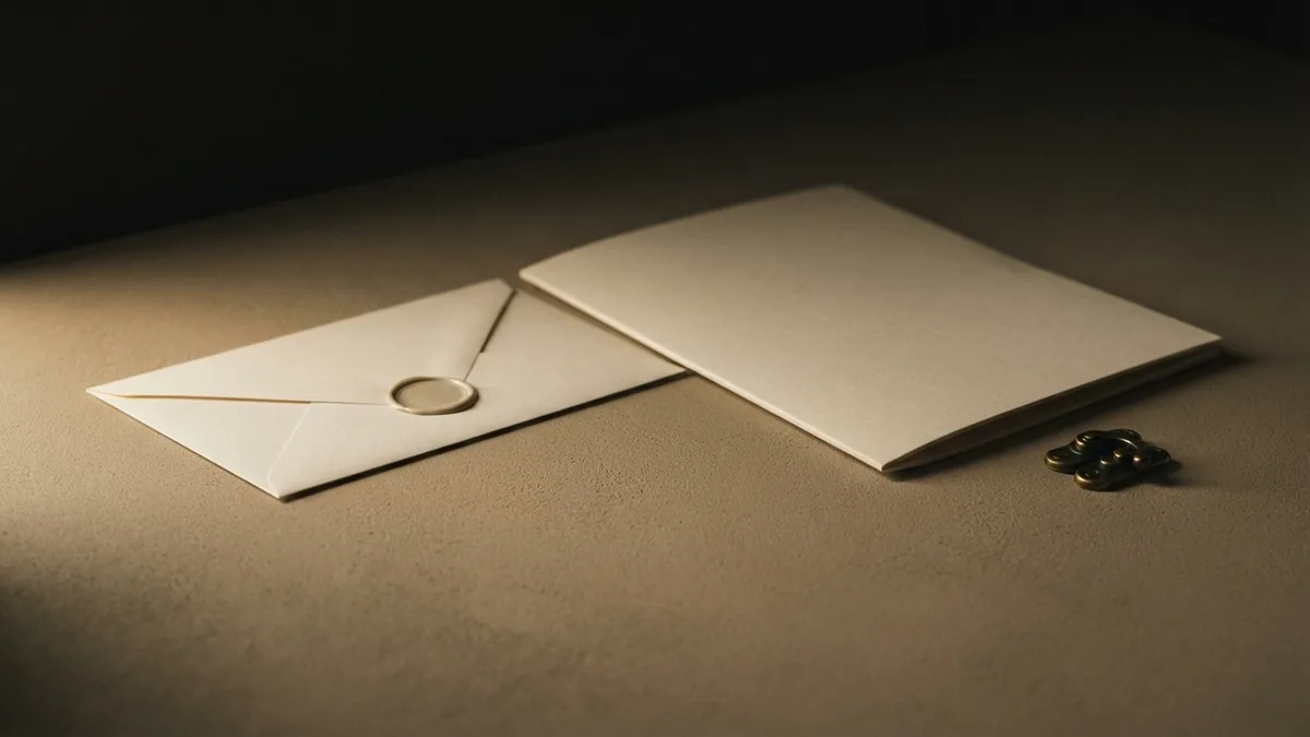 Sealed envelope and closed folder suggest confidential legal advice and protected communications