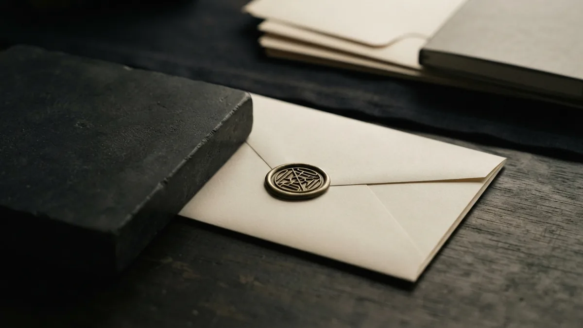 Wax seal and folded blank paper convey care around confidential legal communications
