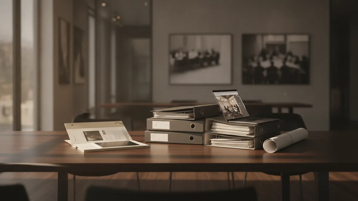 Two legal professionals comparing small business and corporate case files