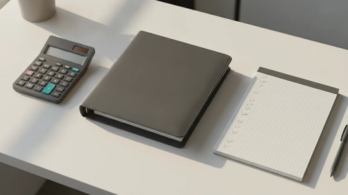 Business law study materials on a clean desk with structured notes