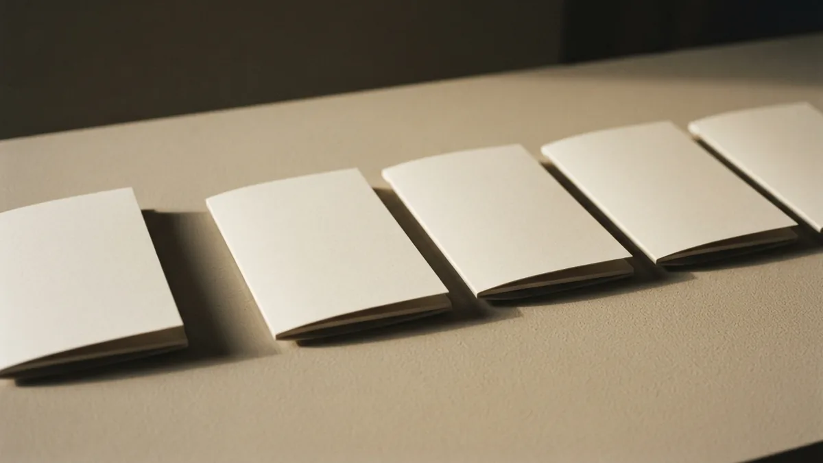 Folders changing hands Blank folders arranged in a row to suggest debt account transfers