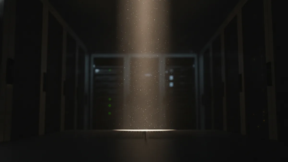 Criminal risk triggers Secure data room with server racks representing unauthorized access risk