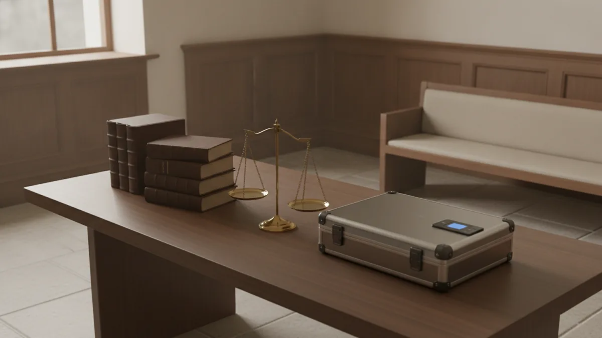 Legal remedies for stolen trade secrets Law books and courthouse scales beside secure digital storage