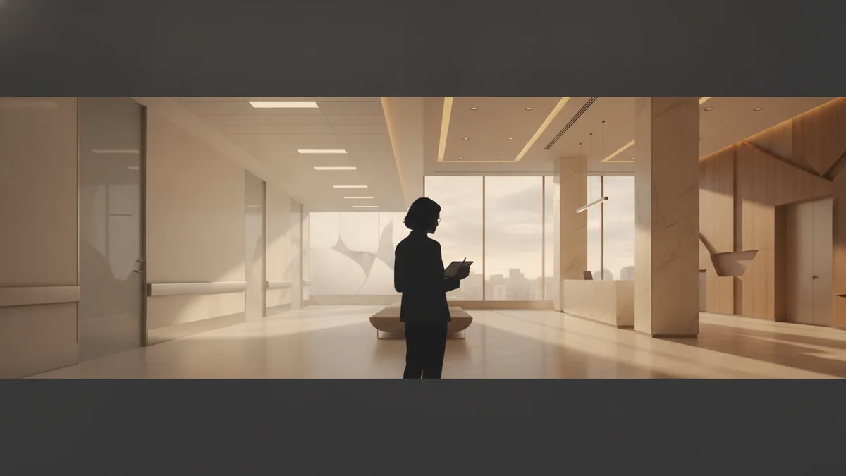 Compliance across healthcare and banking A blended healthcare and banking scene showing compliance across industries.