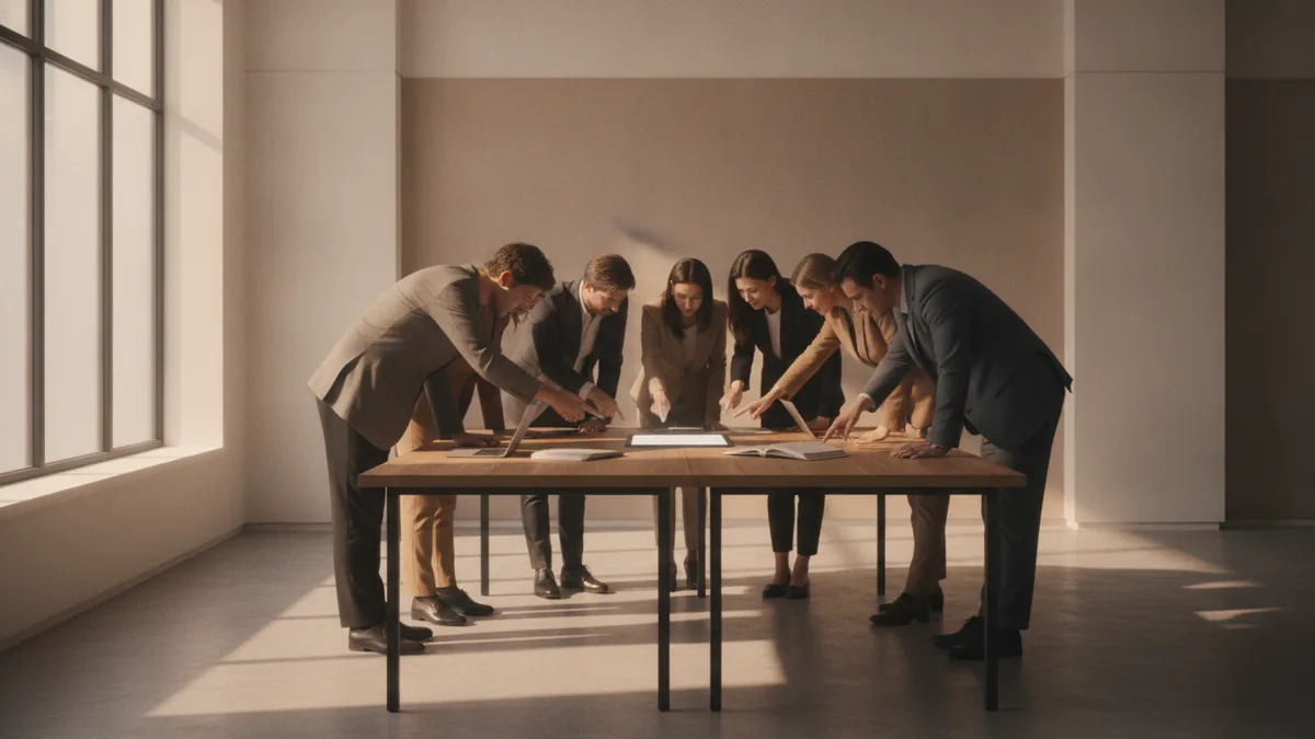 Conformity under group influence Group setting showing social norms shaping behavior and beliefs