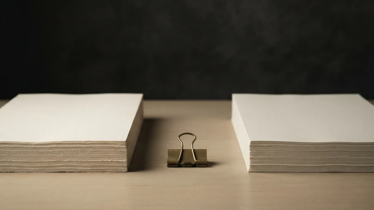 Separate rights shown through paper Two separate stacks of blank paper with a brass clip, showing distinct forms of protection
