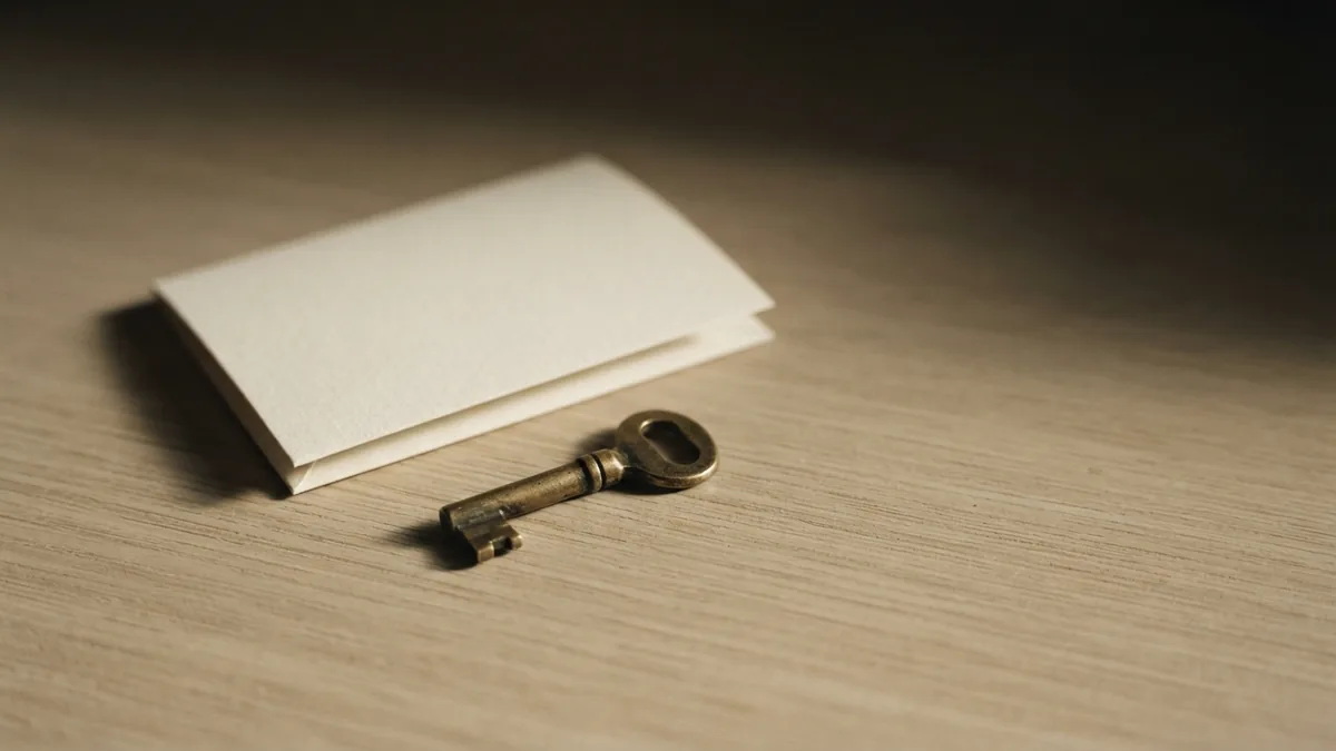 Practical steps to close compliance gaps Brass key and blank paper suggesting practical ways to address compliance gaps
