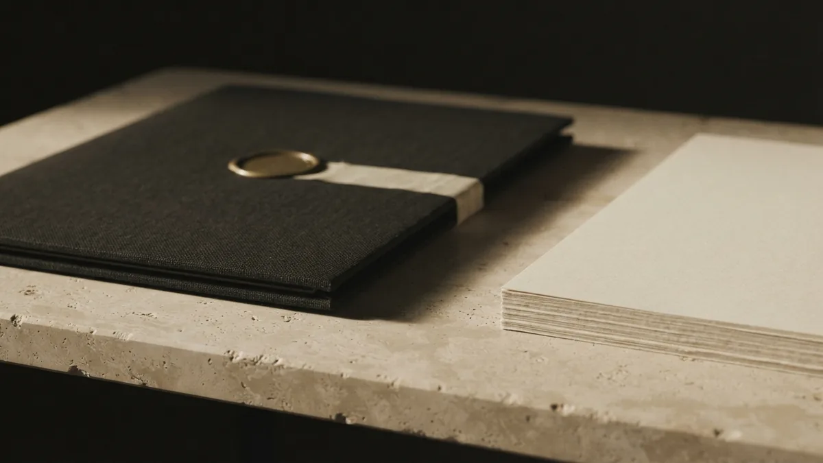 Risks of signing without separate advice Sealed dark folder beside blank papers representing risks before signing