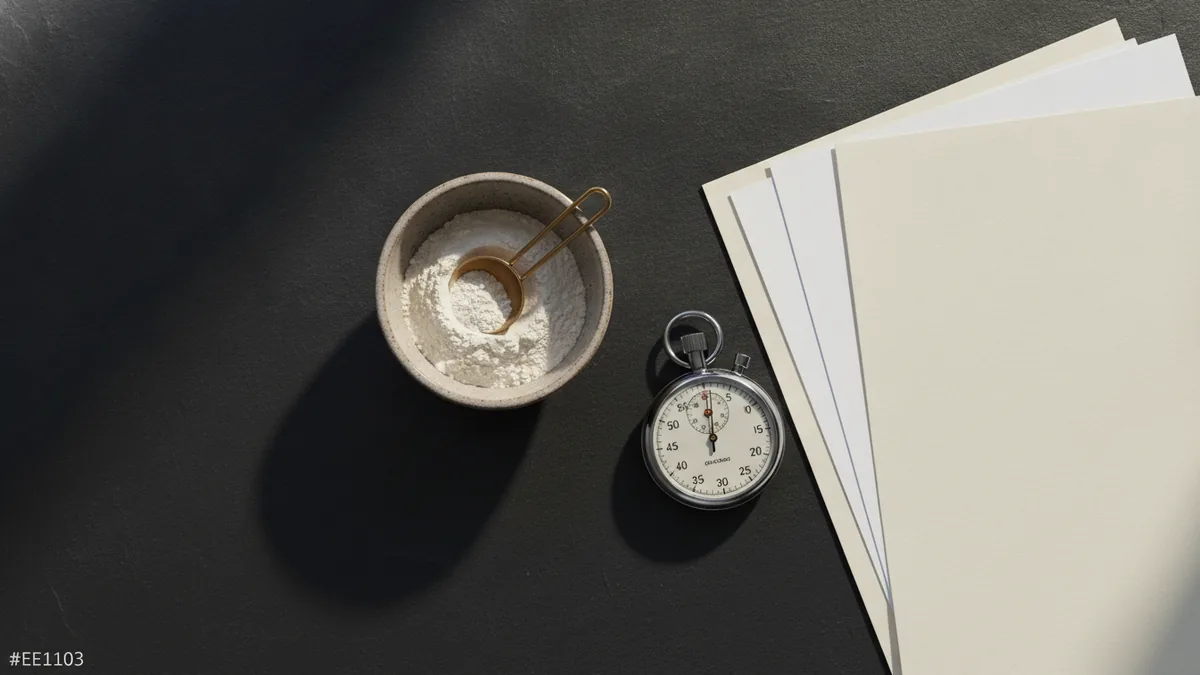 Dry and ready Prepared capital concept shown with measured powder and timing tools