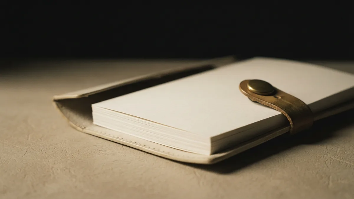 Blank papers and brass folder representing a business due diligence checklist