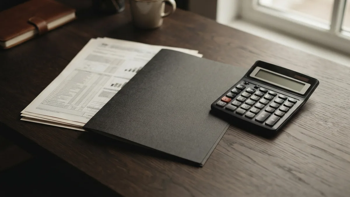 Reviewing ESOP dividend tax amounts Calculator and financial papers arranged for reviewing ESOP dividend payments