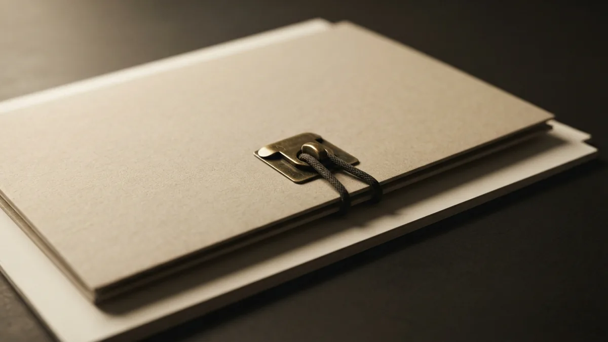 Protected papers and a closed folder Blank papers beneath a closed folder symbolise protection for shared business information