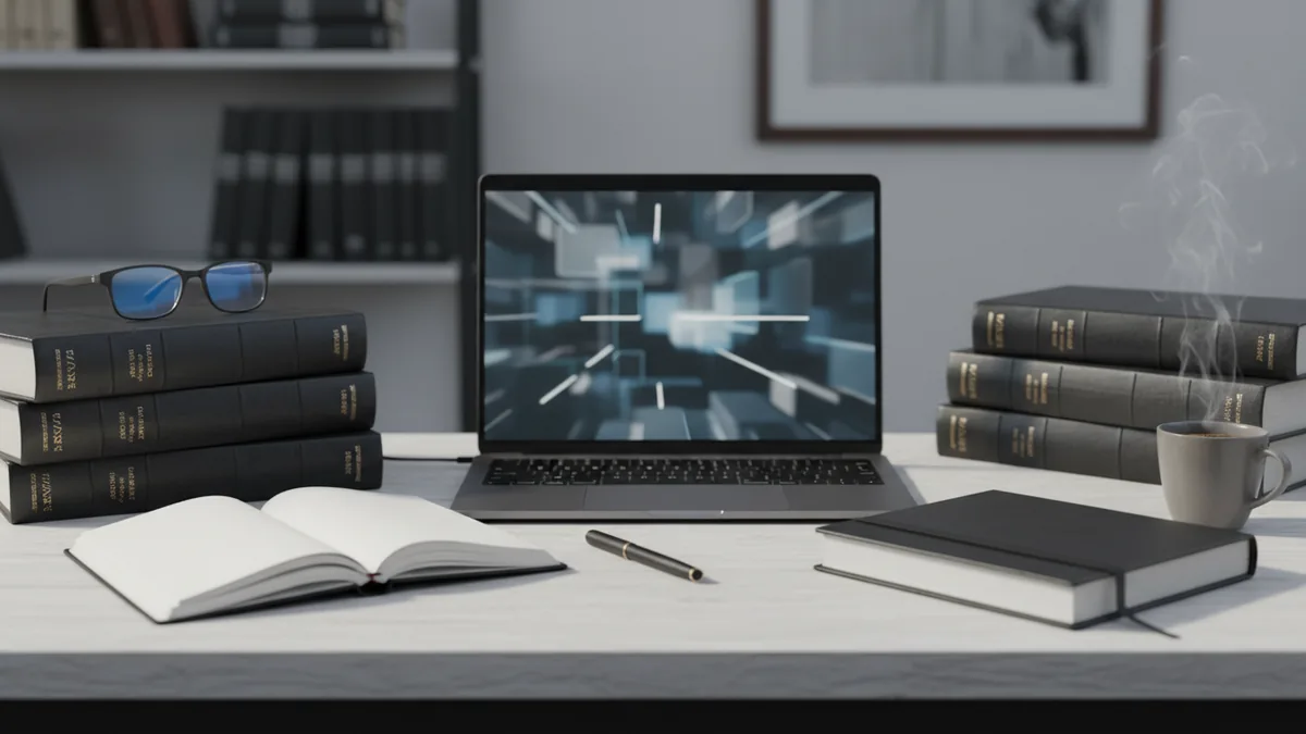 Study setup showing legal education planning for an IP career.