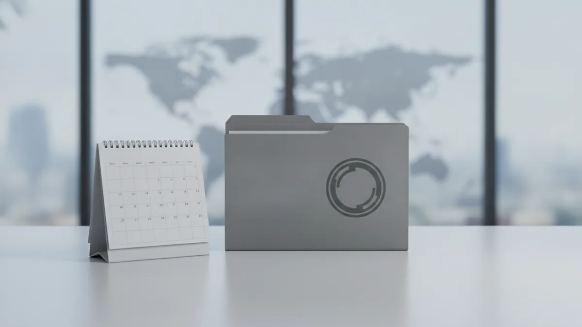 One workflow, many countries Calendar and stamped folder representing a streamlined Madrid filing timeline
