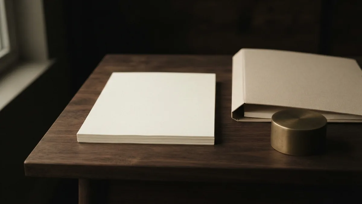 Blank folders and brass paperweight symbolise careful venture capital fund selection