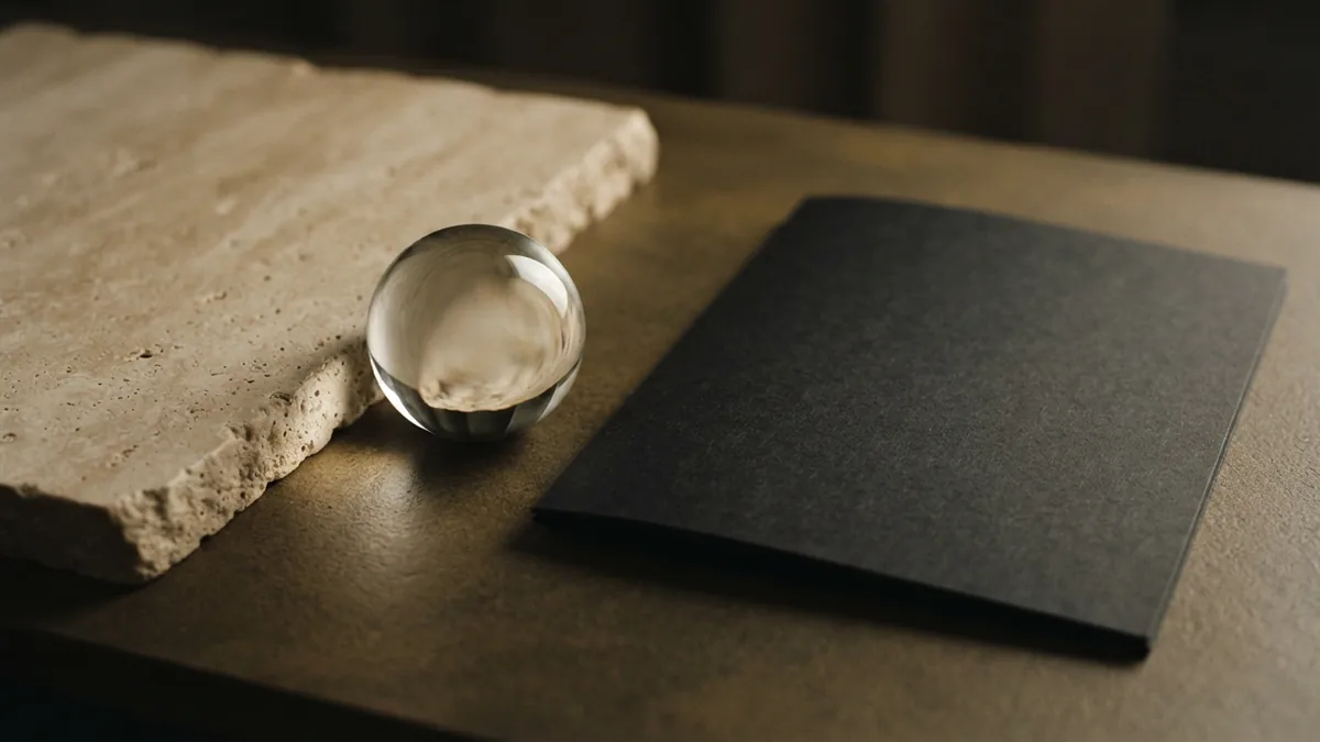 Glass sphere and closed folder suggest risk and uncertainty in venture capital