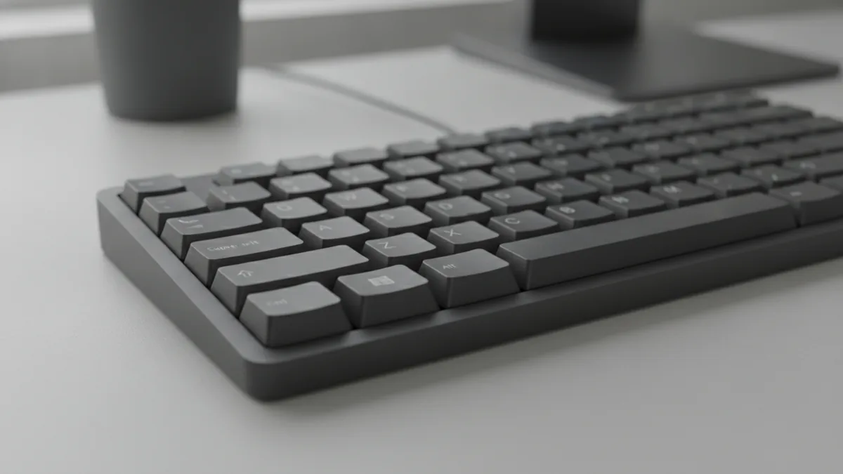 Close view of a keyboard for entering Windows shortcuts