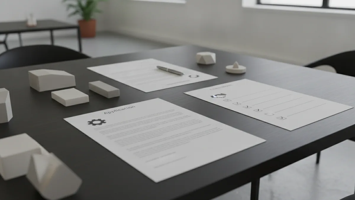 Trademark application papers arranged with goods and services planning notes