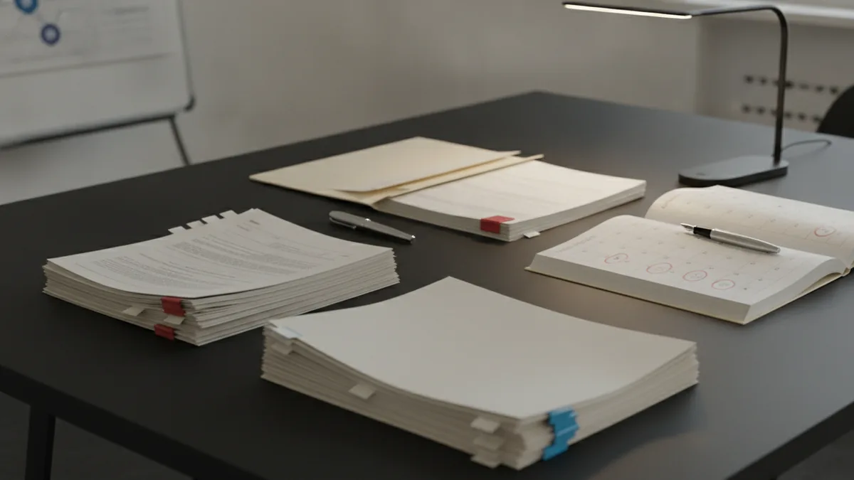 Trademark filing review workspace with deadline calendar and organised documents