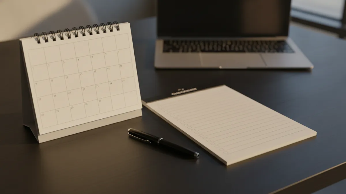 Plan the trademark timeline Checklist and calendar showing a structured timeline for registering a trademark.