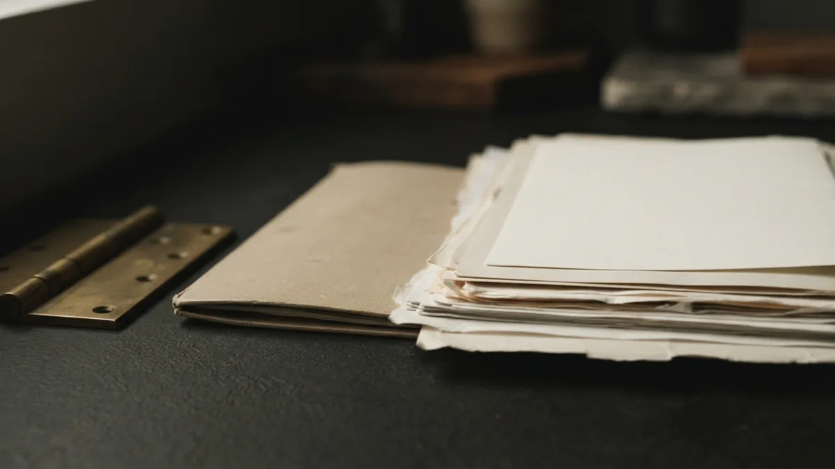 Blank folders and brass hardware symbolising the core fields of business law