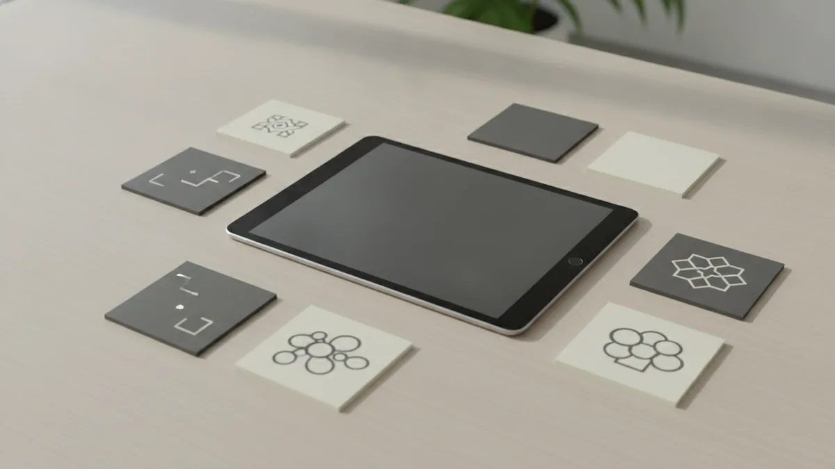 Planning an app name and brand identity on a desk.