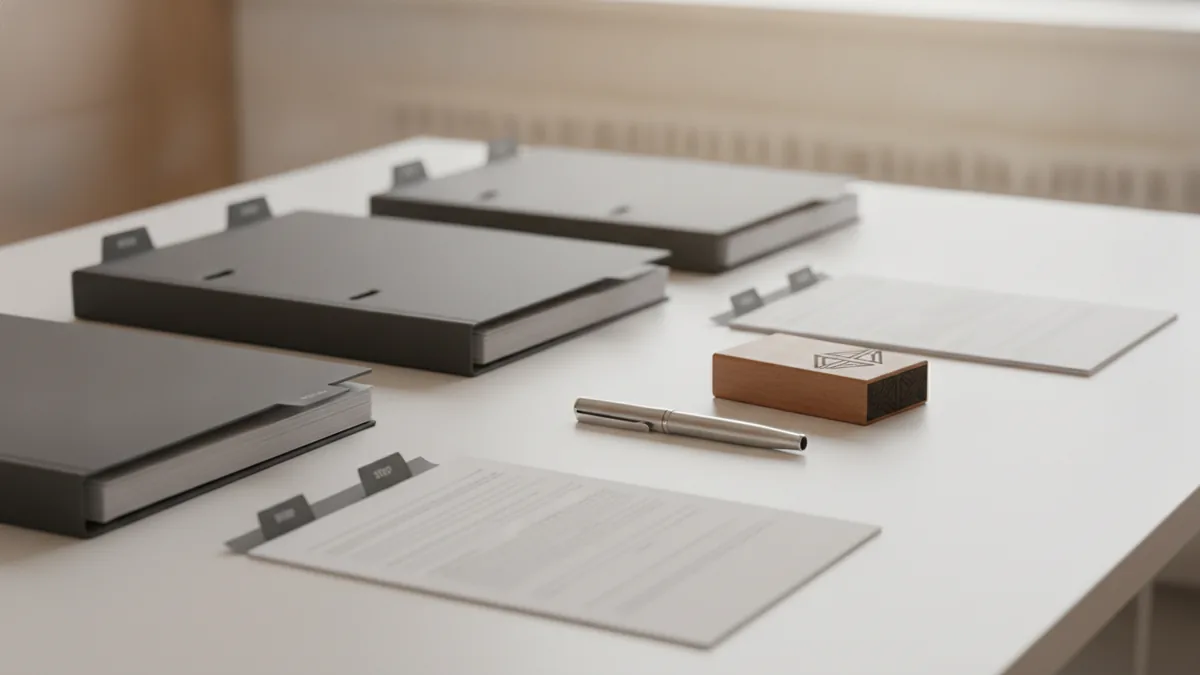 Organizing documents for filing an app trademark application.