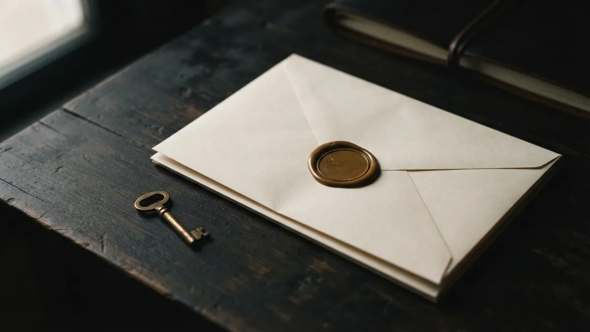 Control and ownership in IP law Unmarked wax seal and brass key symbolising control over intellectual property
