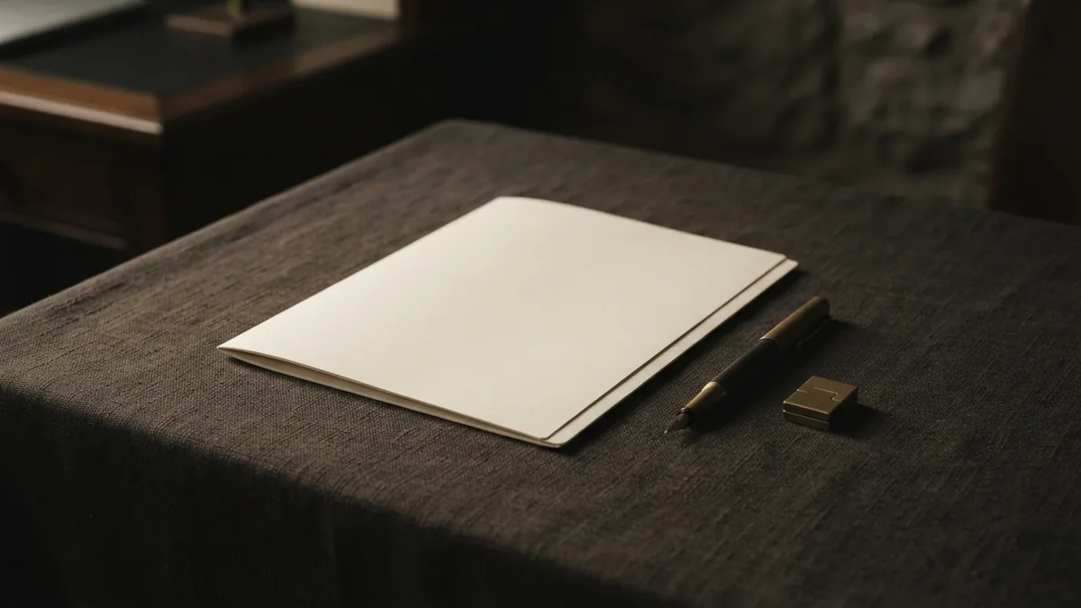 Keeping ownership records secure Closed folder and fountain pen suggest careful records and ownership safeguards