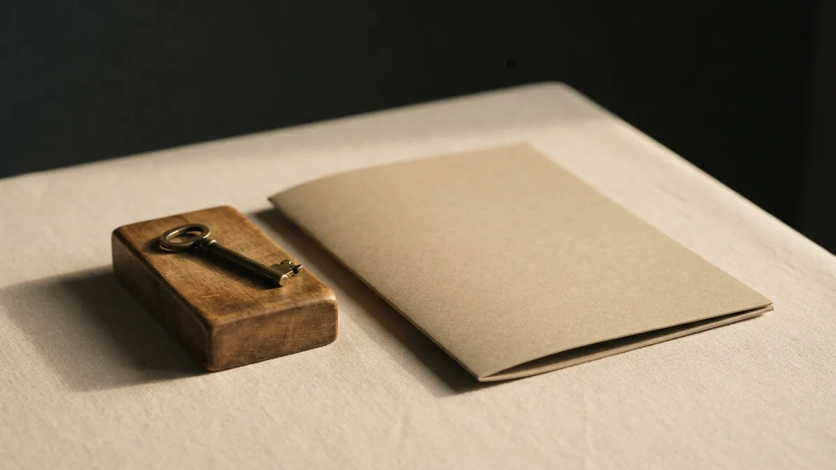 Folder, key, and wood block suggest business choices shaped by IP value