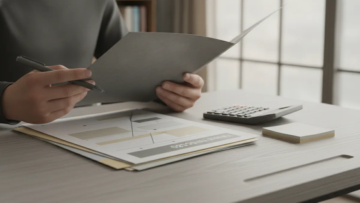 Reviewing business contract materials on a desk during study time.