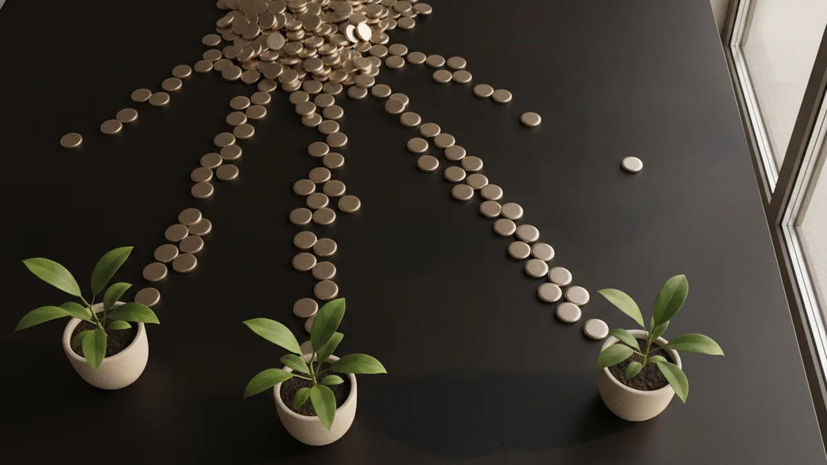 Abstract investment flow from limited partners toward early-stage startup ventures
