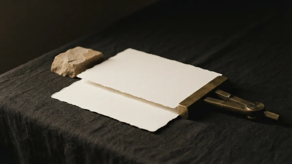 Blank sheets separated by stone and brass objects showing different compliance areas