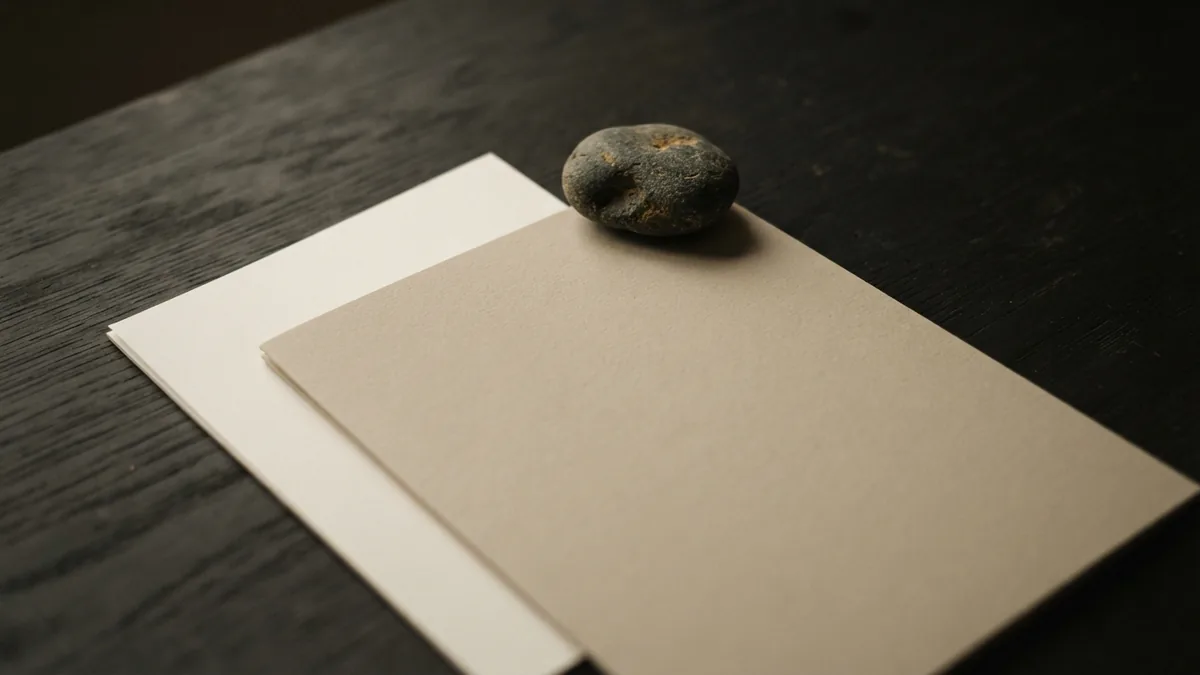Blank folded paper and a closed folder arranged to suggest reading sources in context