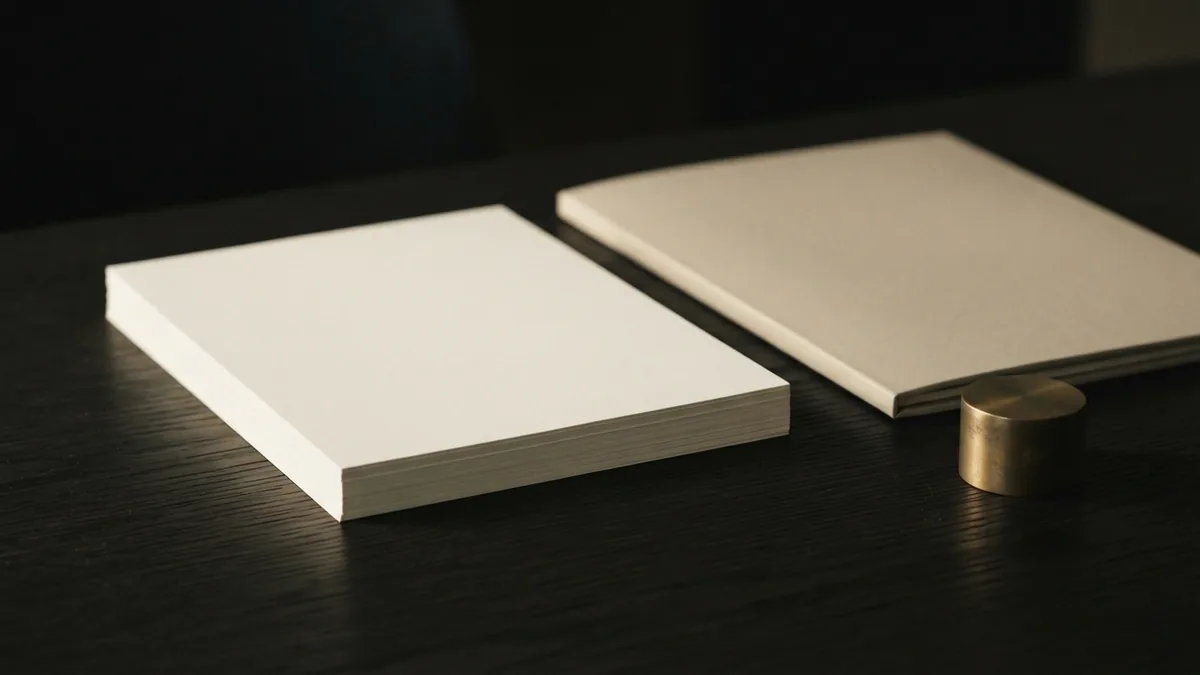 Work terms and pay agreements Blank paper and a closed folder suggest written work terms and pay agreements