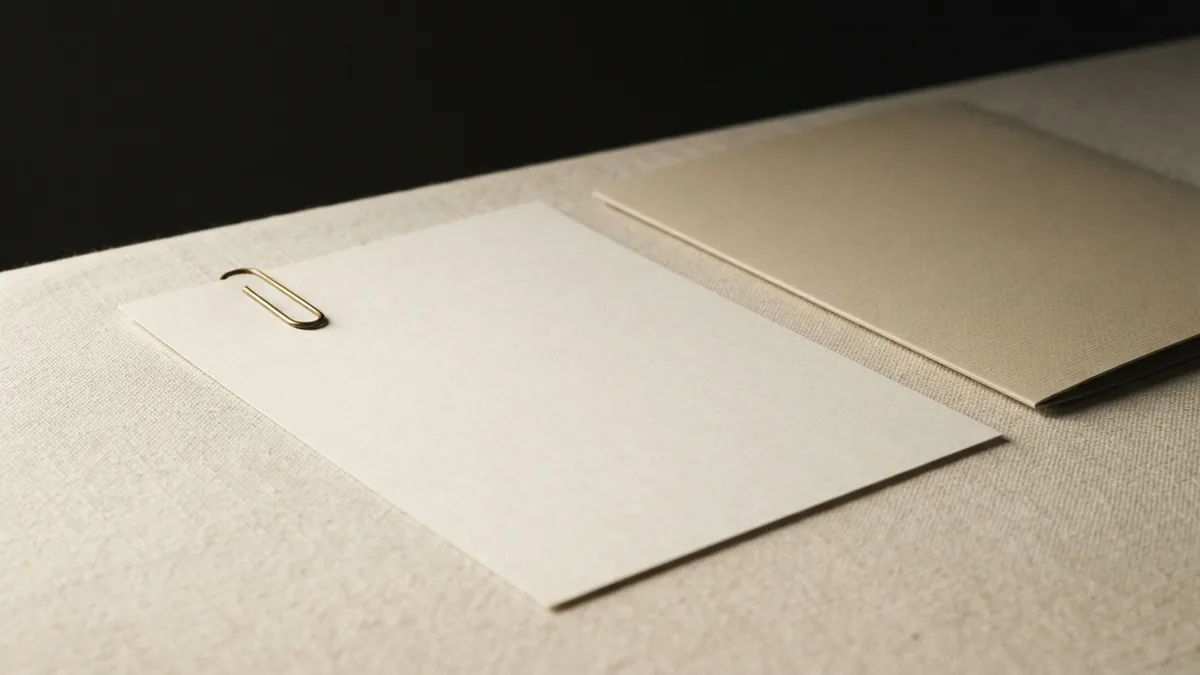 Checking a law's version Blank paper, brass clip, and closed folder representing the careful checking of law versions