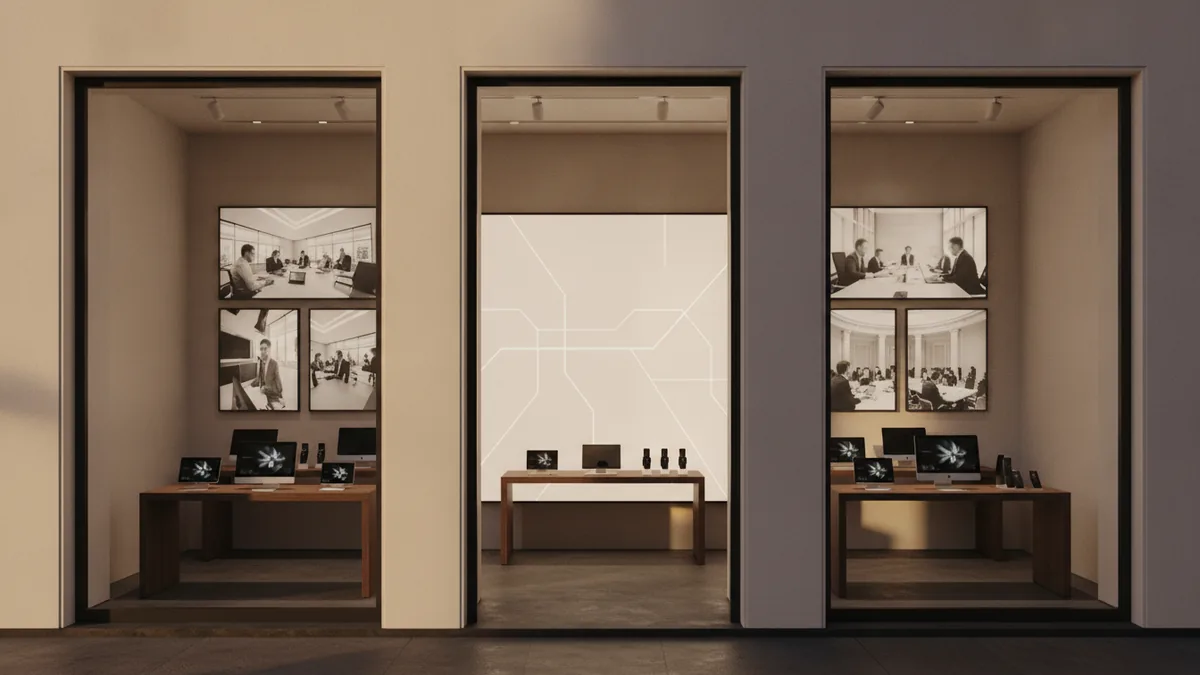 Storefront display representing how exposure builds trademark recognition