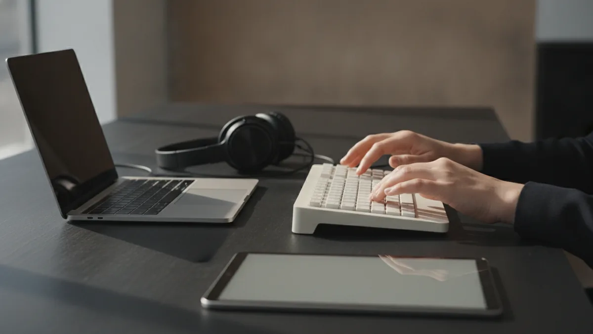 Accessibility specialist testing keyboard navigation across digital devices