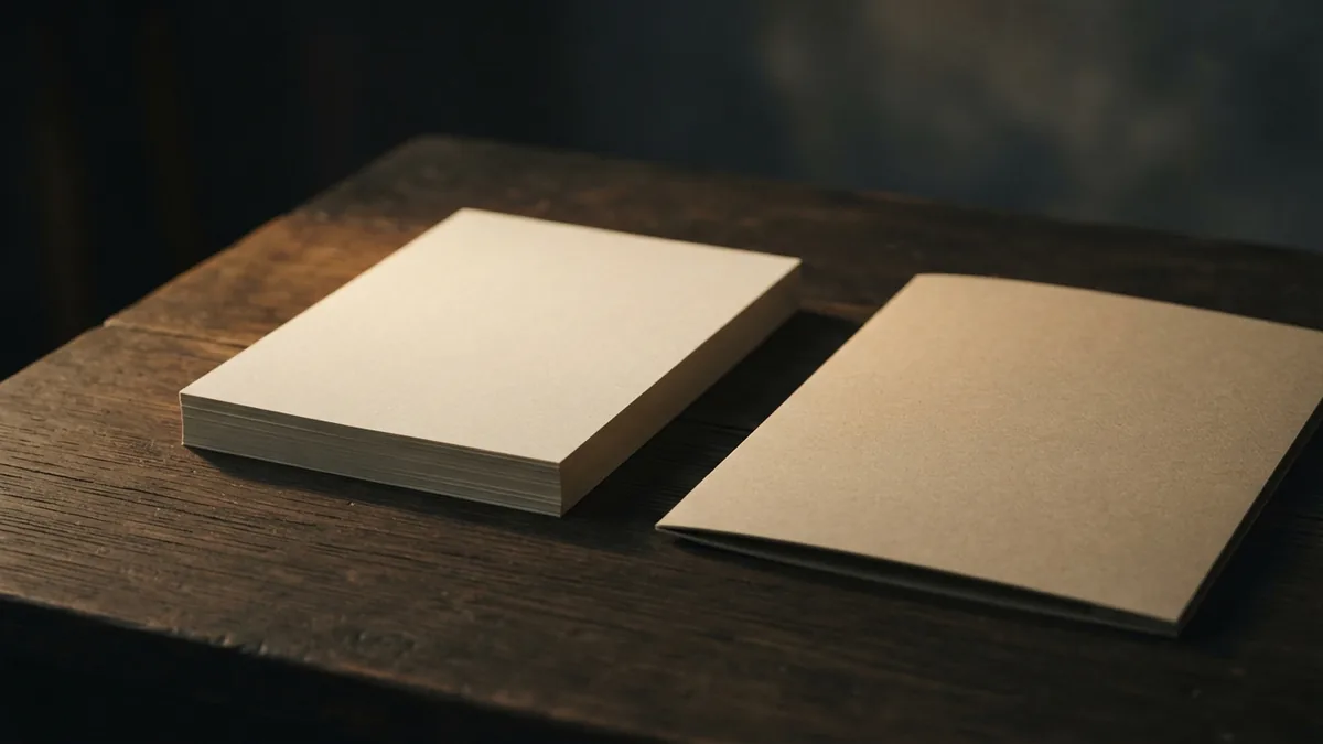 Blank paper and a closed folder arranged for a careful trademark search