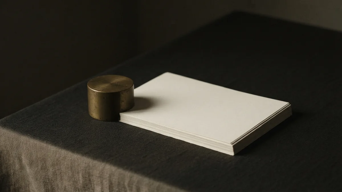 Planning filing fees across markets Blank paper and a brass weight arranged to evoke filing fees and careful cost planning
