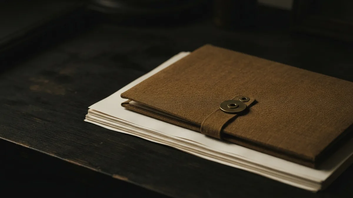 Blank papers and linen folder arranged for a careful timeshare owner records check