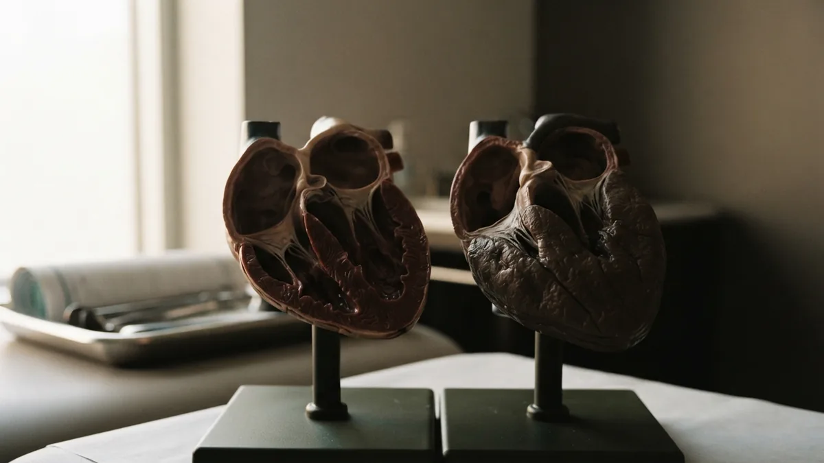 Changes in ventricular wall flexibility Heart muscle wall showing stiffness changes linked to pressure and chamber filling