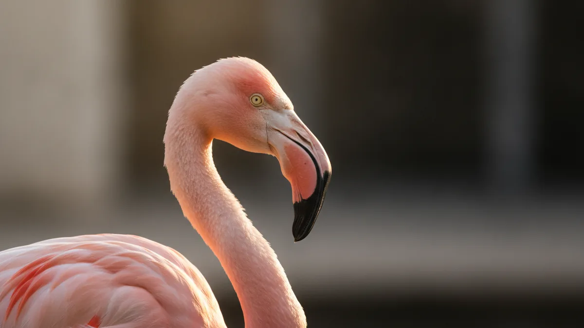Feathers show diet-linked pink Close view of a flamingo showing pink feather texture and color gradient
