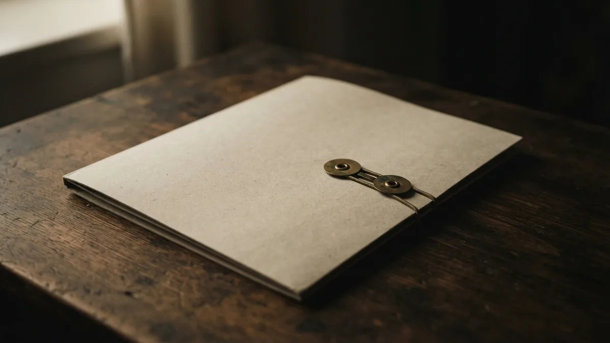 Sealed beige folder with brass hardware representing legal action after an NDA breach