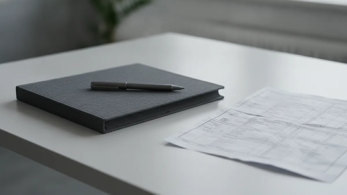 Documentation and seriousness Planning compliance with documentation on a desk