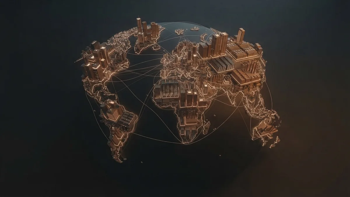 Global business network linking technology, support, and manufacturing hubs
