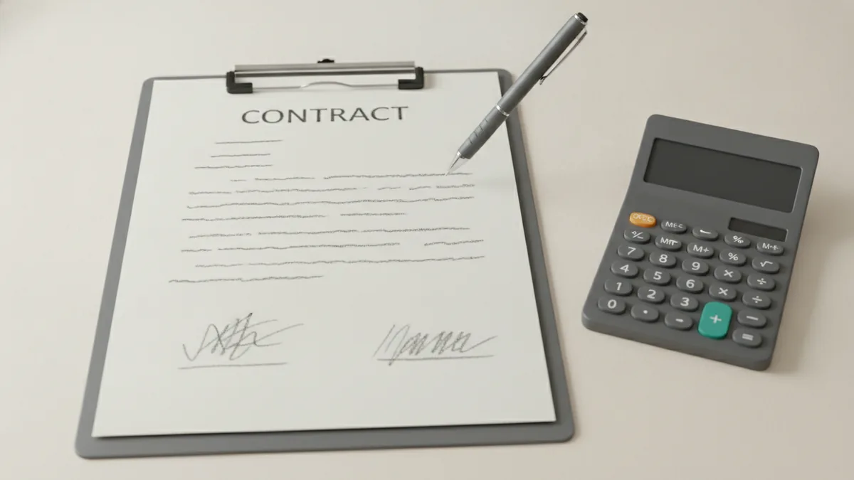 Offer vs invitation to treat Contract paperwork setup representing offers, acceptance, and legal terms.