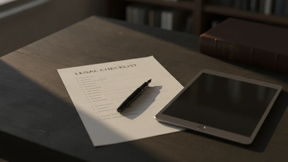 Checklist and pen on a desk representing key NDA clauses