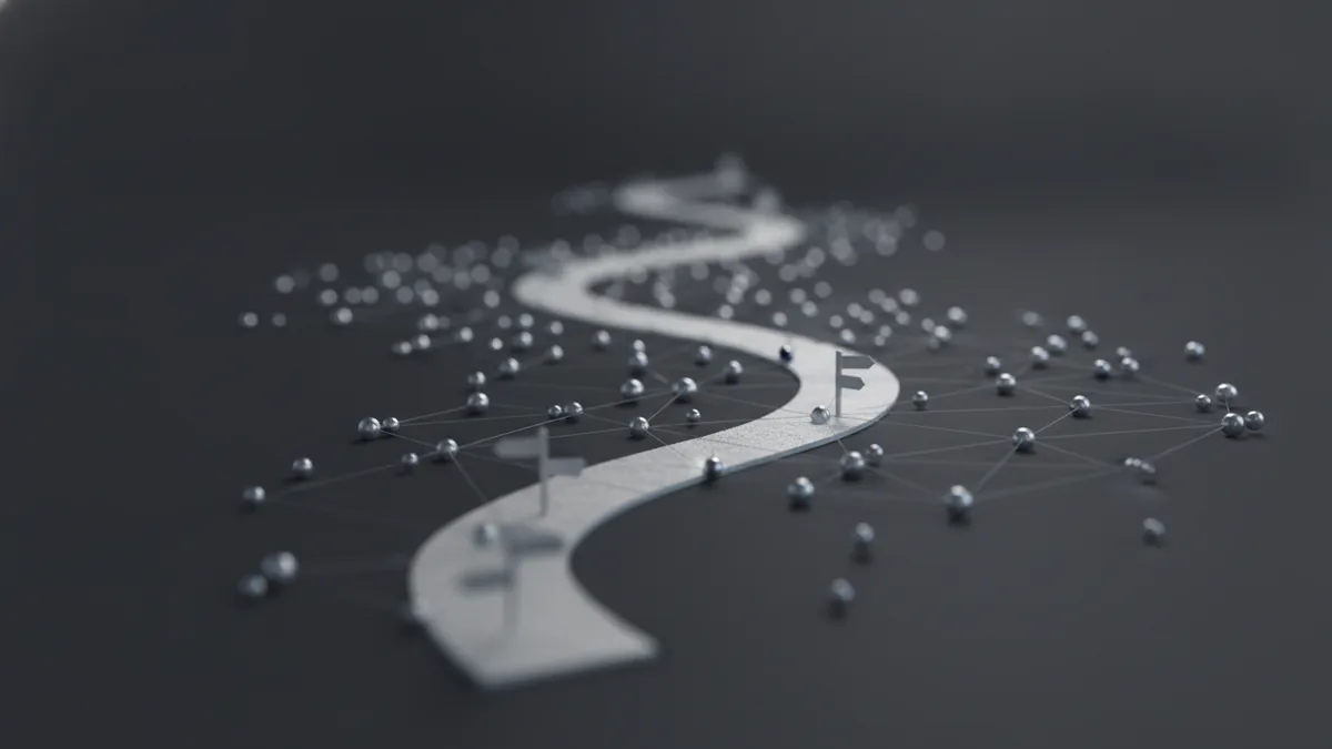 Abstract journey imagery suggesting early funding milestones from seed to Series A
