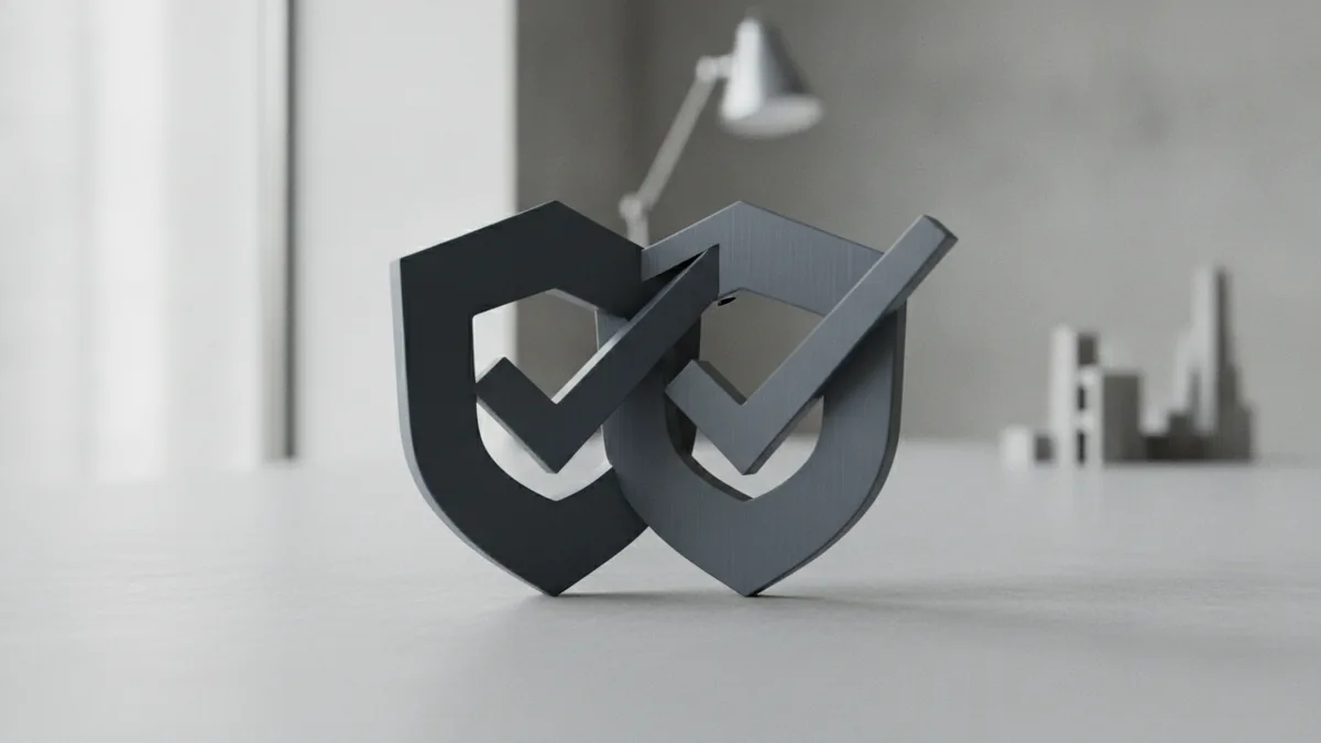 Abstract shield and checklist elements representing compliance controls